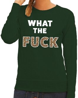 Bellatio Decorations What the Fuck tijgerprint tekst sweater groen voor dames XS