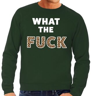 Bellatio Decorations What the Fuck tijgerprint tekst  sweater groen voor heren 2XL