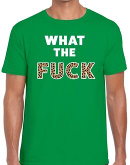 Bellatio Decorations What the Fuck tijgerprint tekst t-shirt groen heren 2XL