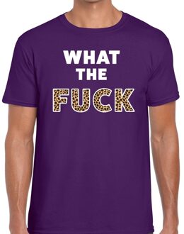 Bellatio Decorations What the Fuck tijgerprint tekst t-shirt paars heren 2XL