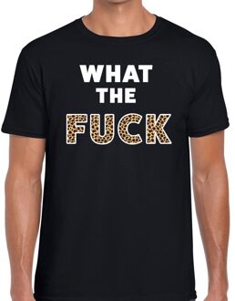 Bellatio Decorations What the Fuck tijgerprint tekst t-shirt zwart heren