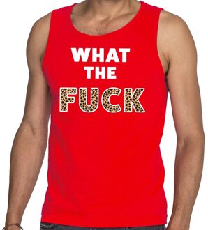 Bellatio Decorations What the Fuck tijgerprint tekst tanktop / mouwloos shirt rood 2XL