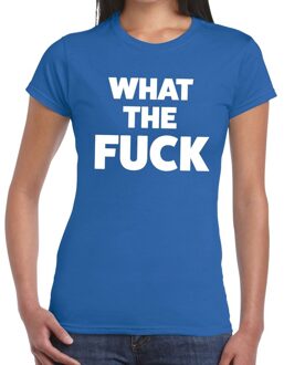 Bellatio Decorations What the fucktekst t-shirt blauw dames S