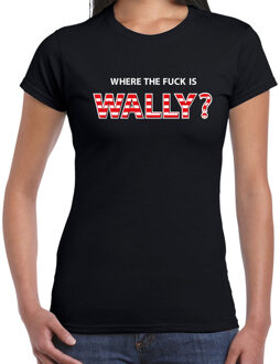 Bellatio Decorations Where the fuck is Wally verkleed t-shirt zwart voor dames