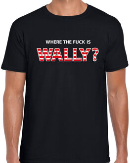 Bellatio Decorations Where the fuck is Wally verkleed t-shirt zwart voor heren 2XL