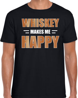 Bellatio Decorations Whiskey makes me happy drank t-shirt / kleding zwart voor heren