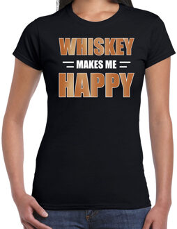 Bellatio Decorations Whiskey makes me happy / Whiskey maakt me gelukkig drank t-shirt zwart voor dames - whiskey drink shirt - themafeest / outfit 2XL