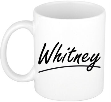 Bellatio Decorations Whitney Naam koffiemok - beker - met sierlijke letters - wit - 300 ml - Cadeau - Dames