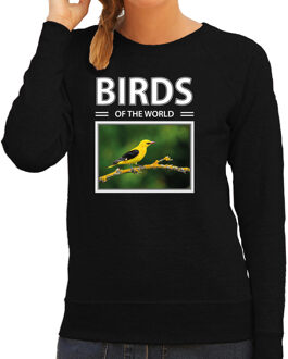Bellatio Decorations Wielewaal vogels sweater / trui met dieren foto birds of the world zwart voor dames