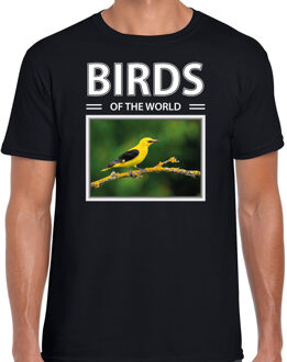 Bellatio Decorations Wielewaal vogels t-shirt met dieren foto birds of the world zwart voor heren