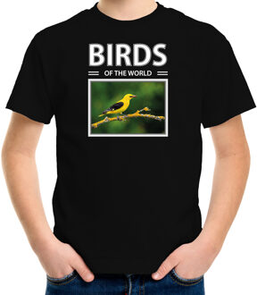 Bellatio Decorations Wielewaal vogels t-shirt met dieren foto birds of the world zwart voor kinderen