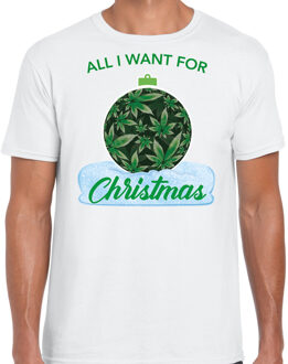 Bellatio Decorations Wiet Kerstbal shirt / Kerst t-shirt All i want for Christmas wit voor heren - Kerstkleding / Christmas outfit L