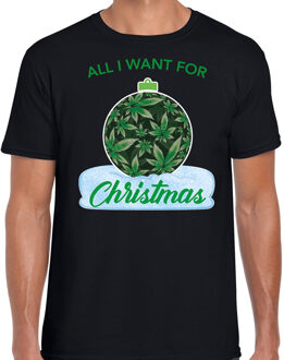 Bellatio Decorations Wiet Kerstbal shirt / Kerst t-shirt All i want for Christmas zwart voor heren - Kerstkleding / Christmas outfit 2XL