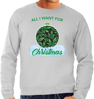 Bellatio Decorations Wiet Kerstbal sweater / Kersttrui All i want for Christmas grijs voor heren - Kerstkleding / Christmas outfit 2XL