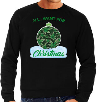 Bellatio Decorations Wiet Kerstbal sweater / Kersttrui All i want for Christmas zwart voor heren - Kerstkleding / Christmas outfit 2XL