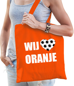 Bellatio Decorations Wij houden van oranje supporter tas oranje voor dames en heren - EK/ WK voetbal / Koningsdag - Feest Boodschappentassen