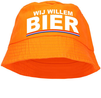 Bellatio Decorations Wij Willem BIER bucket hat / zonnehoedje oranje voor Koningsdag/ EK/ WK