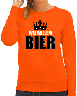 Bellatio Decorations Wij Willem bier sweater oranje voor dames - Koningsdag truien 2XL - Feesttruien