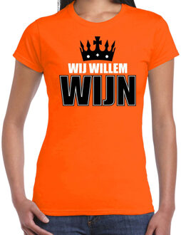 Bellatio Decorations Wij Willem wijn t-shirt - oranje - voor dames - Koningsdag kleding shirts 2XL