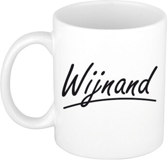 Bellatio Decorations Wijnand Naam koffiemok - beker - met sierlijke letters - wit - 300 ml - Cadeau - Heren