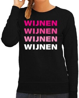 Bellatio Decorations Wijnen wijnen wijnen wijnen sweater zwart voor dames XS