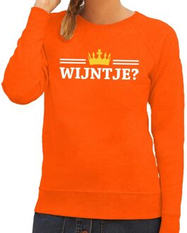 Bellatio Decorations Wijntje met kroontje sweater oranje dames 2XL - Feesttruien