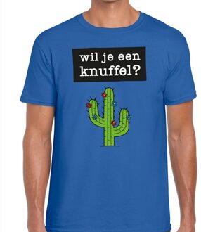Bellatio Decorations Wil je een Knuffel heren T-shirt blauw L