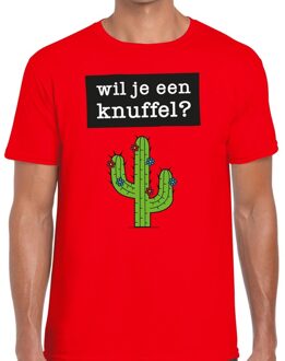 Bellatio Decorations Wil je een Knuffel heren T-shirt rood L