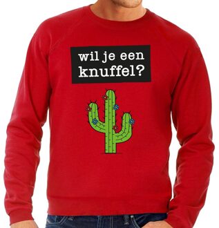 Bellatio Decorations Wil je een knuffel tekst sweater rood 2XL