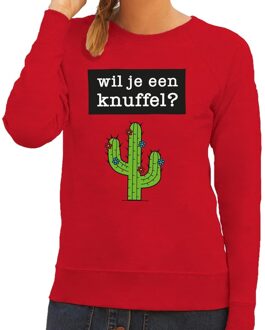 Bellatio Decorations Wil je een Knuffel tekst sweater rood voor dames 2XL