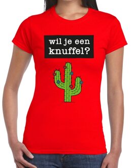 Bellatio Decorations Wil je een Knuffel tekst t-shirt rood dames L