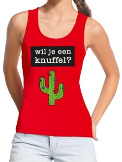 Bellatio Decorations Wil je een Knuffel tekst tanktop / mouwloos shirt rood dames