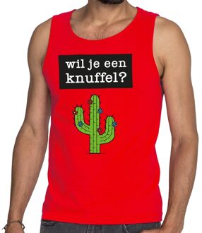 Bellatio Decorations Wil je een Knuffel tekst tanktop / mouwloos shirt rood S