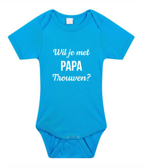 Bellatio Decorations Wil je met papa trouwen huwelijksaanzoek baby rompertje blauw jongens 92 (18-24 maanden)