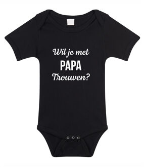 Bellatio Decorations Wil je met papa trouwen huwelijksaanzoek baby rompertje zwart jongens/meisjes 92 (18-24 maanden)