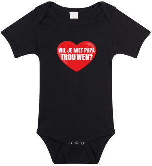 Bellatio Decorations Wil je met papa trouwen huwelijksaanzoek romper zwart voor babys - huwelijksaanzoek / cadeau romper 68 (4-6 maanden)