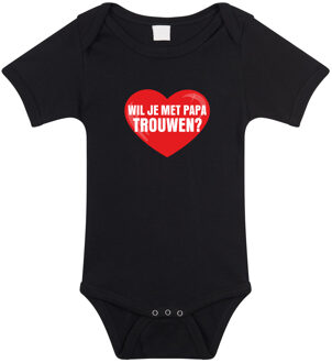 Bellatio Decorations Wil je met papa trouwen huwelijksaanzoek romper zwart voor babys