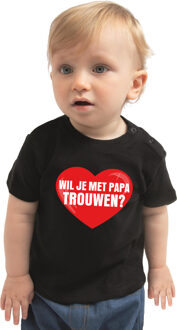 Bellatio Decorations Wil je met papa trouwen huwelijksaanzoek t-shirt zwart voor babys 62 (1-3 maanden)