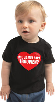 Bellatio Decorations Wil je met papa trouwen huwelijksaanzoek t-shirt zwart voor peuter / kinderen - jongens / meisjes / huwelijk 98 (13-36 maanden)