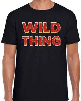 Bellatio Decorations Wild Thing fun tekst t-shirt  zwart  met  3D effect voor heren L