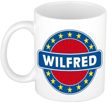 Bellatio Decorations Wilfred voornaam koffiemok - beker - wit/blauw - 300 ml - Cadeau - Heren - Collega - Vaderdag