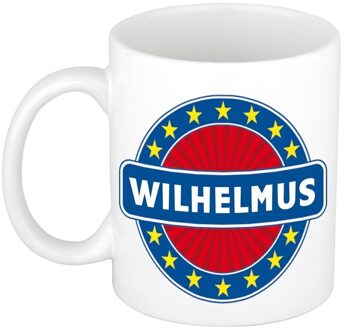 Bellatio Decorations Wilhelmus voornaam koffiemok - beker - wit/blauw - 300 ml - Cadeau - Heren - Collega - Vaderdag Multi