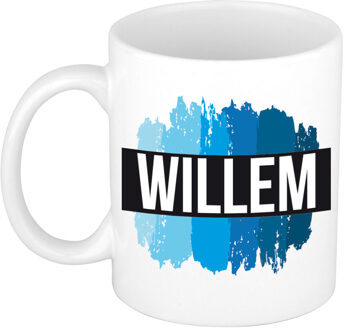 Bellatio Decorations Willem naam / voornaam kado beker / mok verfstrepen - Gepersonaliseerde mok met naam - Naam mokken Multikleur