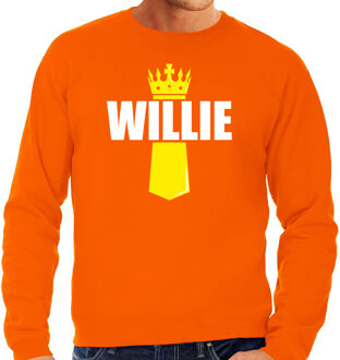 Bellatio Decorations Willie met kroontje Koningsdag sweater / trui oranje voor heren XL
