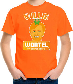 Bellatio Decorations Willie wortel verkleed t-shirt - Koningsdag - oranje - voor kinderen 110-116 (XS) - Feestshirts