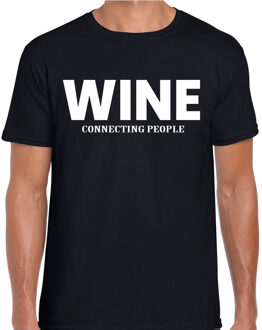 Bellatio Decorations Wine connecting people drank fun t-shirt zwart voor heren 2XL