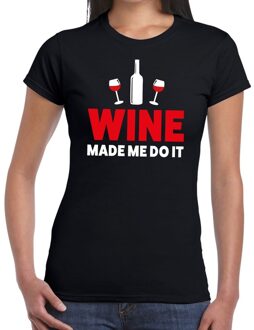 Bellatio Decorations Wine made me do it drank fun t-shirt zwart voor dames 2XL