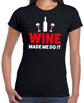 Bellatio Decorations Wine made me do it drank fun t-shirt zwart voor dames
