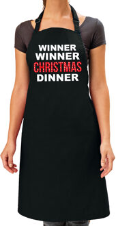 Bellatio Decorations Winner Christmas dinner Kerst cadeau schort zwart voor volwassenen