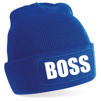 Bellatio Decorations wintermuts - Boss - blauw - voor volwassenen - Wintersport - cadeau muts